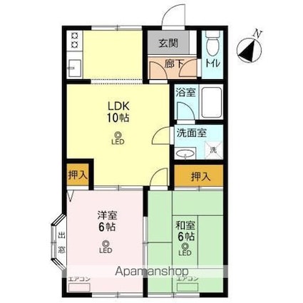 トゥインクル広瀬[2LDK/49.58m2]の間取図