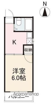 香川県高松市西宝町１丁目[1K/19.44m2]の間取図