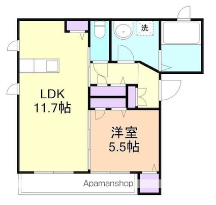 シャーメゾン砂山南[1LDK/44.4m2]の間取図