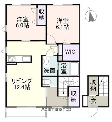 シャーメゾン園部[2LDK/66m2]の間取図