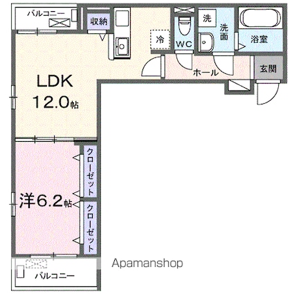 カーサ・ソレイユ　Ｂ[1LDK/45.8m2]の間取図