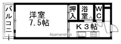 ヴィラ平成[1K/22.36m2]の間取図