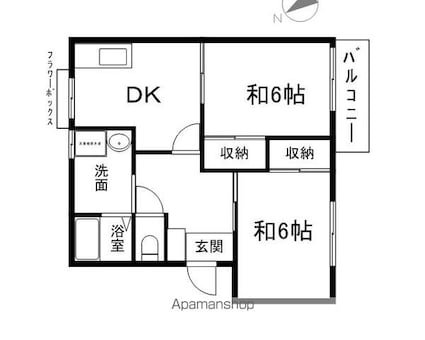 メゾン・ファミールＡ棟[2DK/51.84m2]の間取図