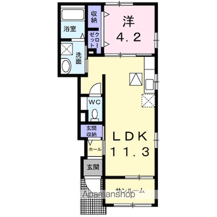 リアン[1LDK/41.68m2]の間取図