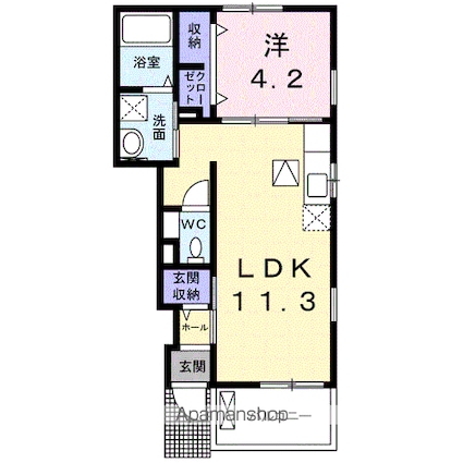 朝日テラス[1LDK/37.76m2]の間取図