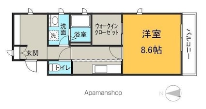 ベルテ渚[1K/40.5m2]の間取図