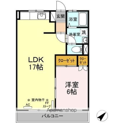 ソレイアード[1LDK/50.23m2]の間取図