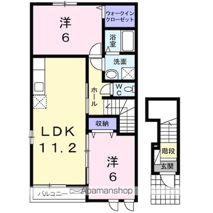 ミリオンベル[2LDK/57.26m2]の間取図