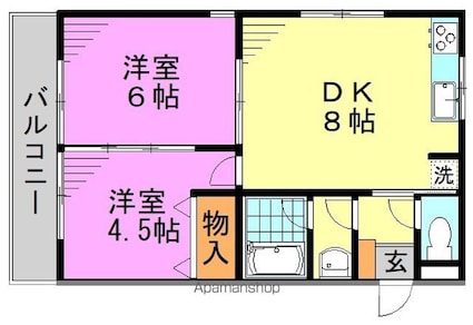東京都杉並区梅里１丁目[2DK/46.75m2]の間取図