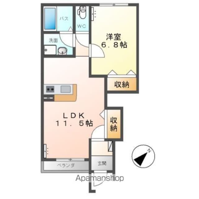 シンフォニーヒルズ[1LDK/44.63m2]の間取図