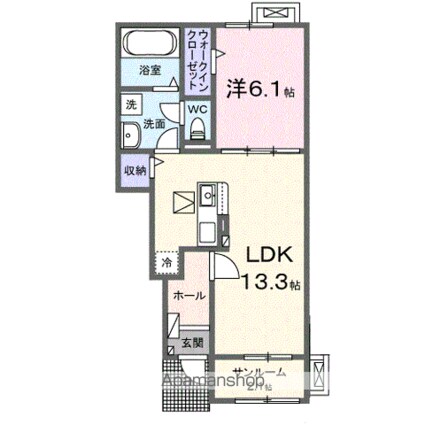 ヘーリオス[1LDK/50.01m2]の間取図