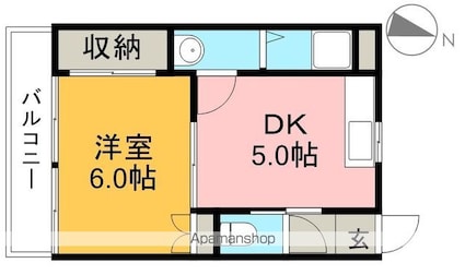 コスモハイツ高須[1DK/27m2]の間取図