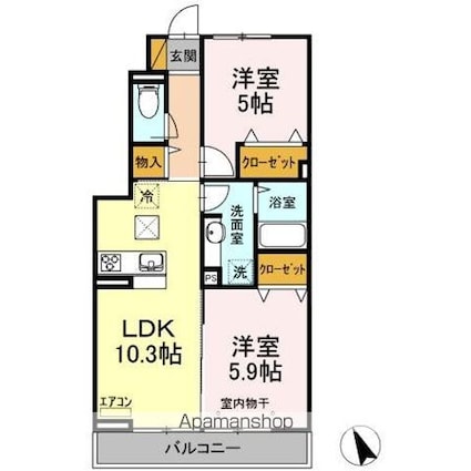 ネオハイツサギヌマＩＩ[2LDK/50.8m2]の間取図