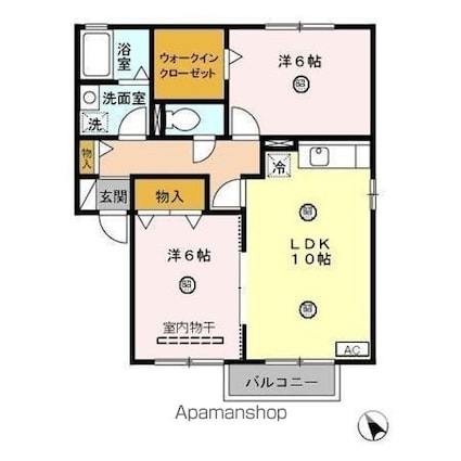 サンフラワー[2LDK/55.45m2]の間取図
