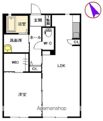 熊本県八代市鏡町両出[1LDK/48.36m2]の間取図