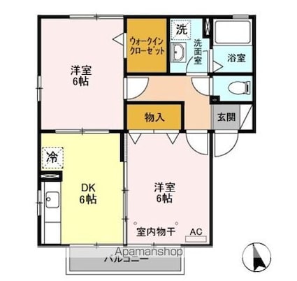 フォンティーヌ　ＡＢＣＤ[2DK/45.42m2]の間取図