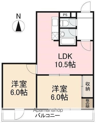 藤塚コーポラス　５０１号[2LDK/43.03m2]の間取図