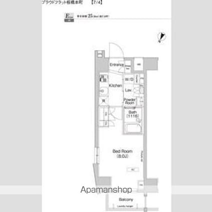 プラウドフラット板橋本町[1K/25.3m2]の間取図