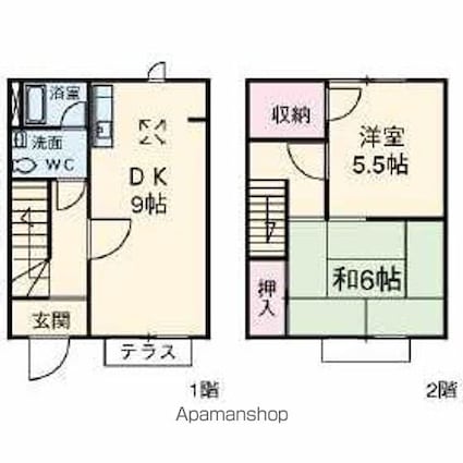 東京都世田谷区駒沢２丁目[2DK/53.8m2]の間取図