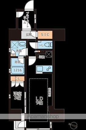 グランカーサ本駒込[1LDK/36.56m2]の間取図