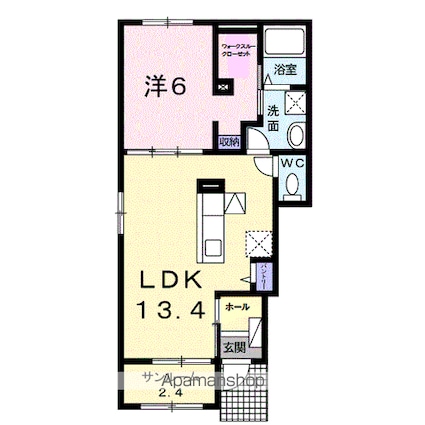 カーサ・ルーチェＢ[1LDK/50.53m2]の間取図