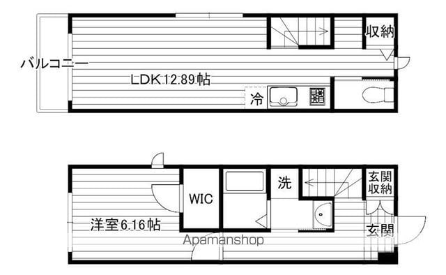 東京都国立市西３丁目[1LDK/52.16m2]の間取図