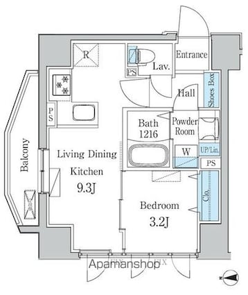 オーキッドレジデンス三ノ輪[1LDK/32.24m2]の間取図