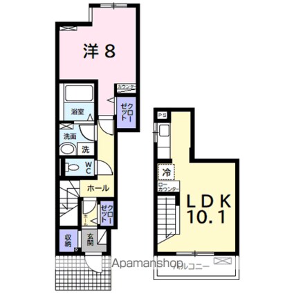 サンヴェール茂原Ｄ[1LDK/50.55m2]の間取図