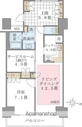 Ｂｒｉｌｌｉａ　ｉｓｔ　東雲キャナルコート[1SLDK/66.09m2]の間取図