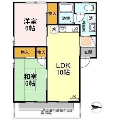 セジュールいおき[2LDK/51.65m2]の間取図