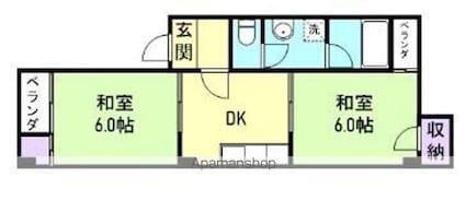 和歌山県和歌山市上町[2DK/39.6m2]の間取図