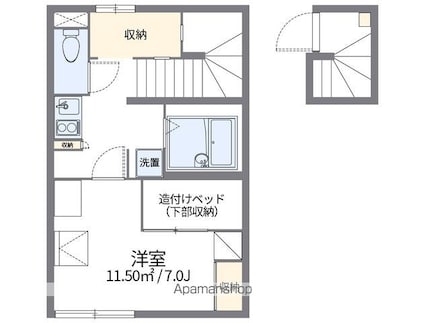 レオパレスＨＡＰＰＩＮＥＳＳ[1K/26.08m2]の間取図