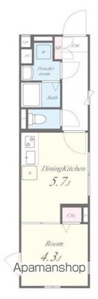 ＦＬレジデンス新宿ＩＩＩ[1DK/27.43m2]の間取図