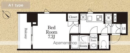 ラクラス浅草蔵前[1K/25.95m2]の間取図