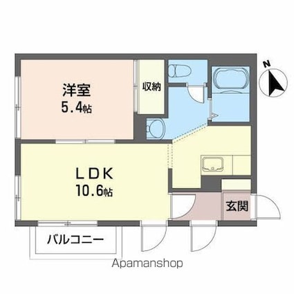 タウンコート・エミ[1LDK/35m2]の間取図