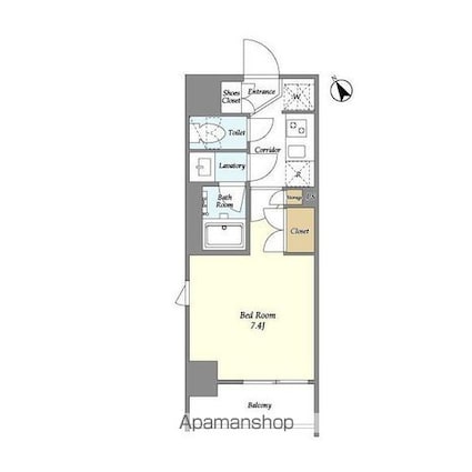 市谷台町坂フロント[1K/25.02m2]の間取図