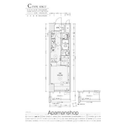 エステムコート名古屋グランツ[1DK/27.21m2]の間取図