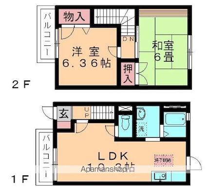 アミューズＡ[2LDK/56.73m2]の間取図
