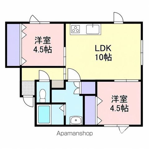 室蘭本線 青葉駅 徒歩6分 2階建 築7年の間取り写真