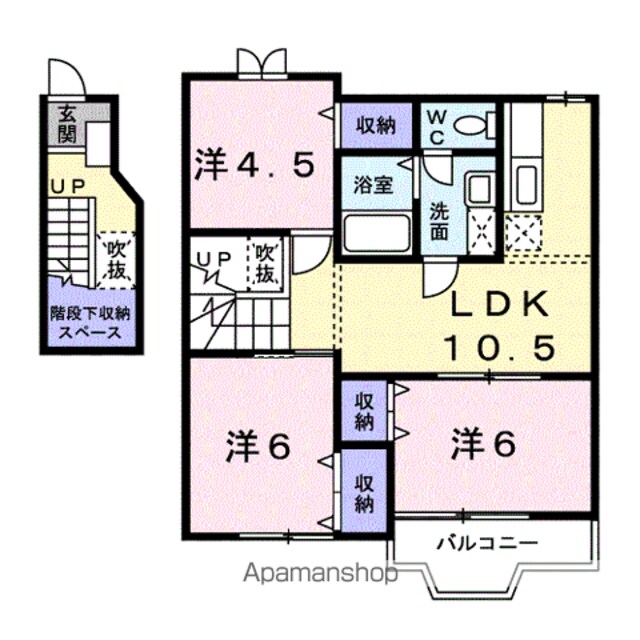 和歌山県和歌山市内原[3LDK/65.57m2]の間取図