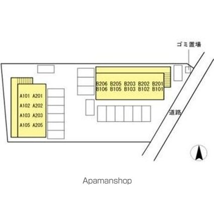 シャトル西春日Ａ・Ｂ棟[1K/23.4m2]の配置図