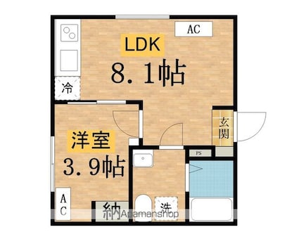カンパネラ寺町[1LDK/25.44m2]の間取図