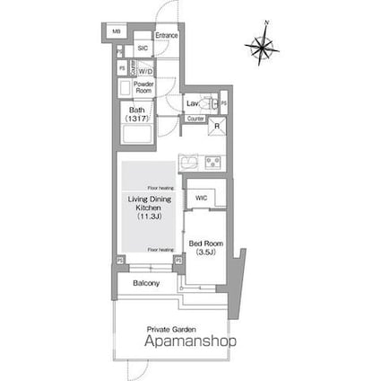 東京都中野区上高田１丁目[1LDK/40.32m2]の間取図