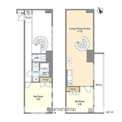 ＨＦ目黒行人坂レジデンス[2LDK/87.18m2]の間取図