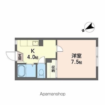 ユーロハイツ名須川Ａ[1K/24.5m2]の間取図