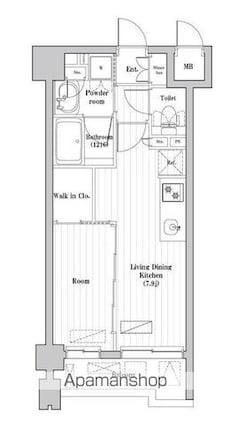 レジデンス桜新町ガーデン[1LDK/31.09m2]の間取図
