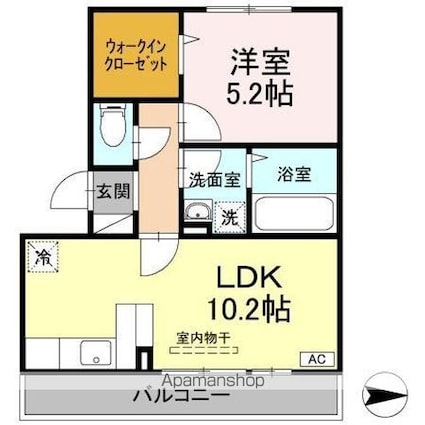 桜サライ[1LDK/40.68m2]の間取図