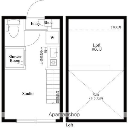 ハーモニーテラス上高井戸Ⅳ[1R/10.53m2]の間取図
