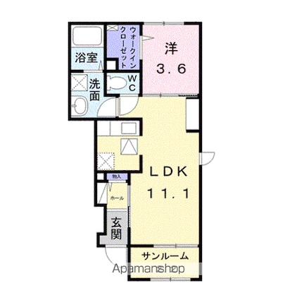 カンテサンスⅡ[1LDK/41.53m2]の間取図