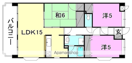 エシャンジゥル松山　[3LDK/72m2]の間取図